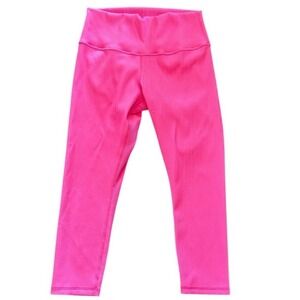 Zyia Active Bright Pink Ribbed High Waisted Active Cropped Leggings Womens Sz 12